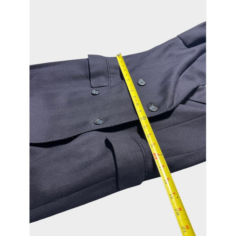 Vintage Burberrys Long Trench Coat Womens UK 6 Navy Blue Wool Double Breasted - Picture 11 of 16